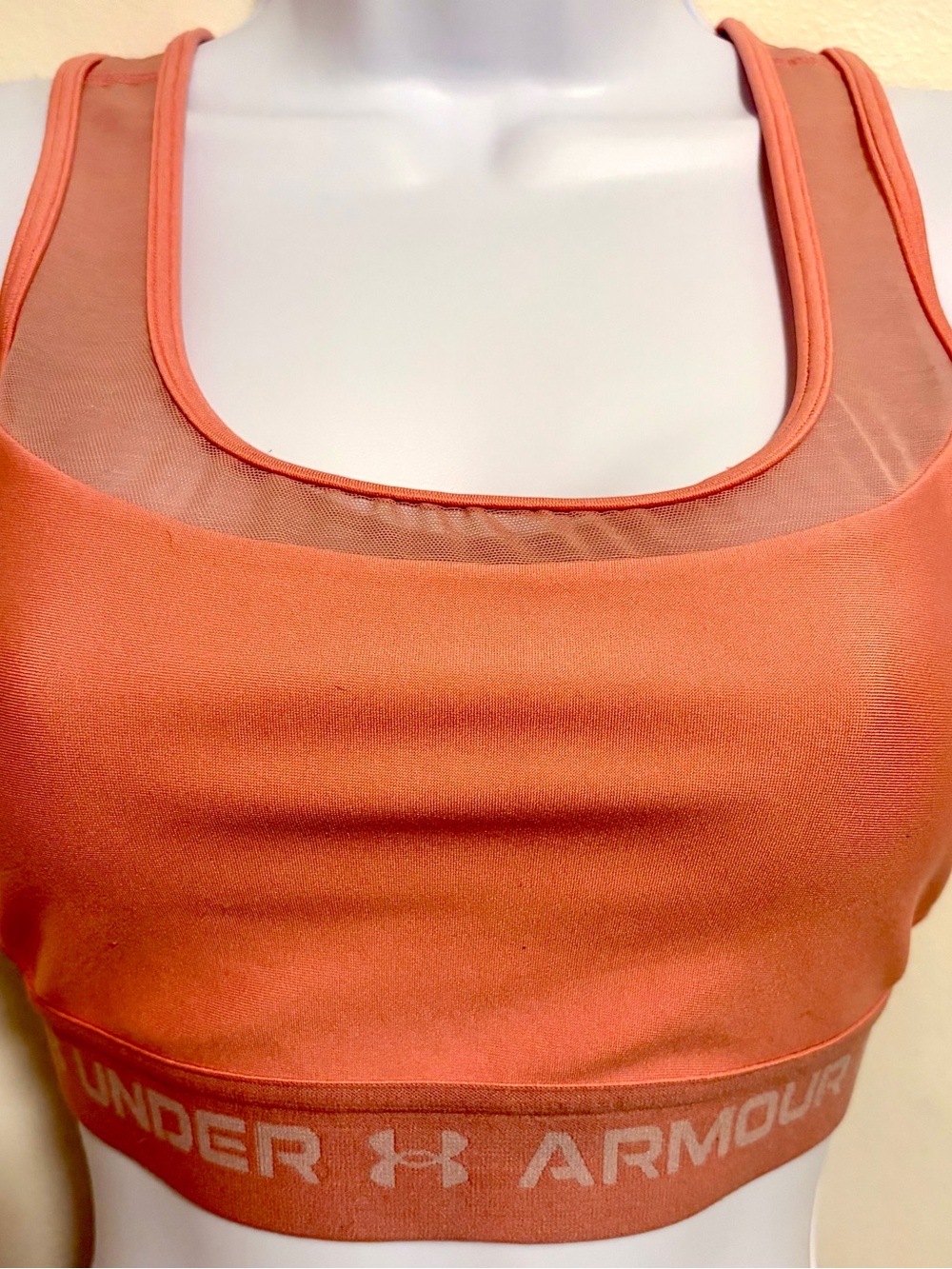 Under Armour Coral Mesh-Trim Racerback Sports Bra
